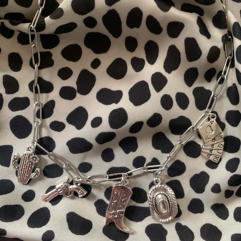 Hand Crafted Silver Charm Necklace Western